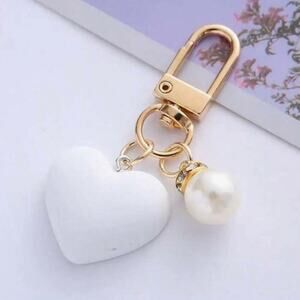 White Heart Pear Purse Backpack Charm